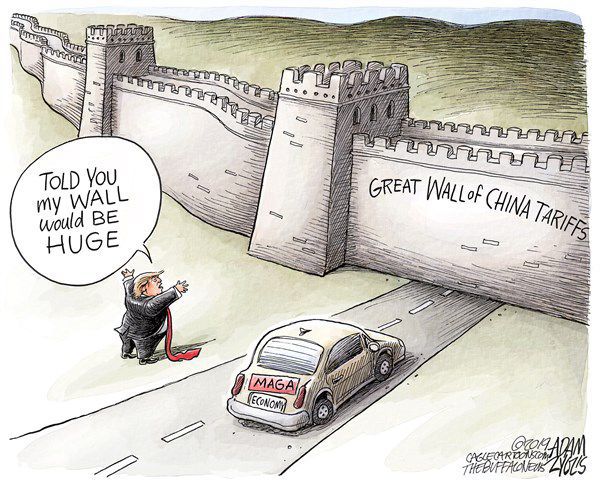 Tariff wall by Adam Zyglis, The Buffalo News, NY
